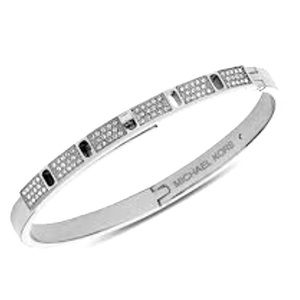 Michael Kors Silver Tone Pave Embellished Studded Bangle Bracelet